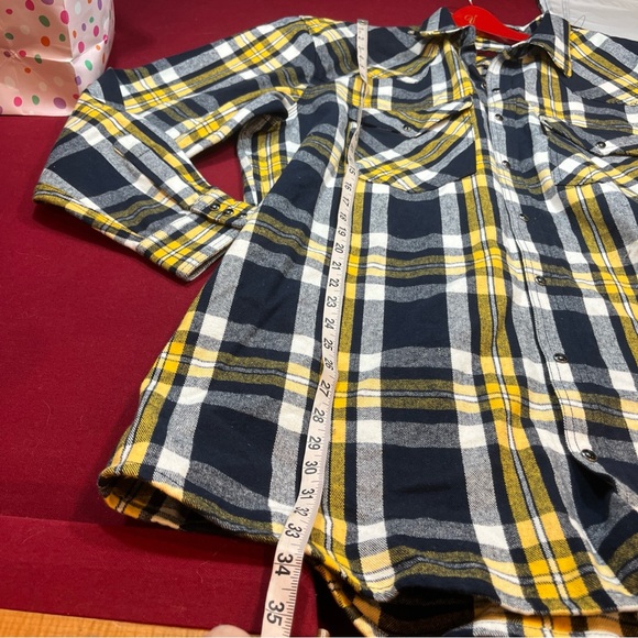 FiveBrother NEW XLT Heavy Flannel plaid Shirt Pearl Snap black yellow TALL MENS - Picture 11 of 13